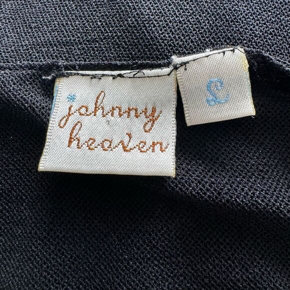 Johnny Heaven Black Mesh Overlay Top Size L - Picture 7 of 7